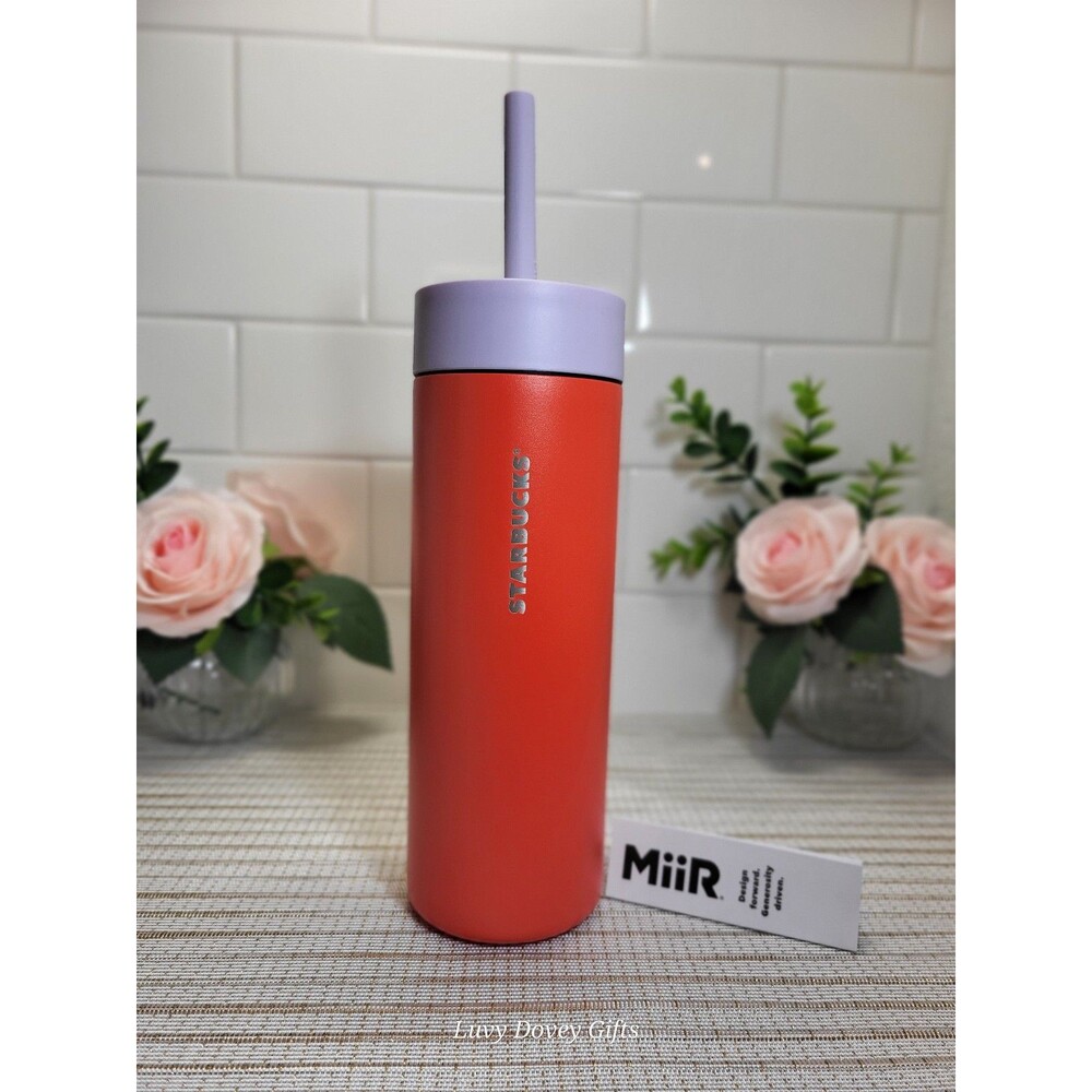 Starbucks MiiR Orange Lavender 16oz Straw Tumbler Cup 2026 Limited Edition NWT